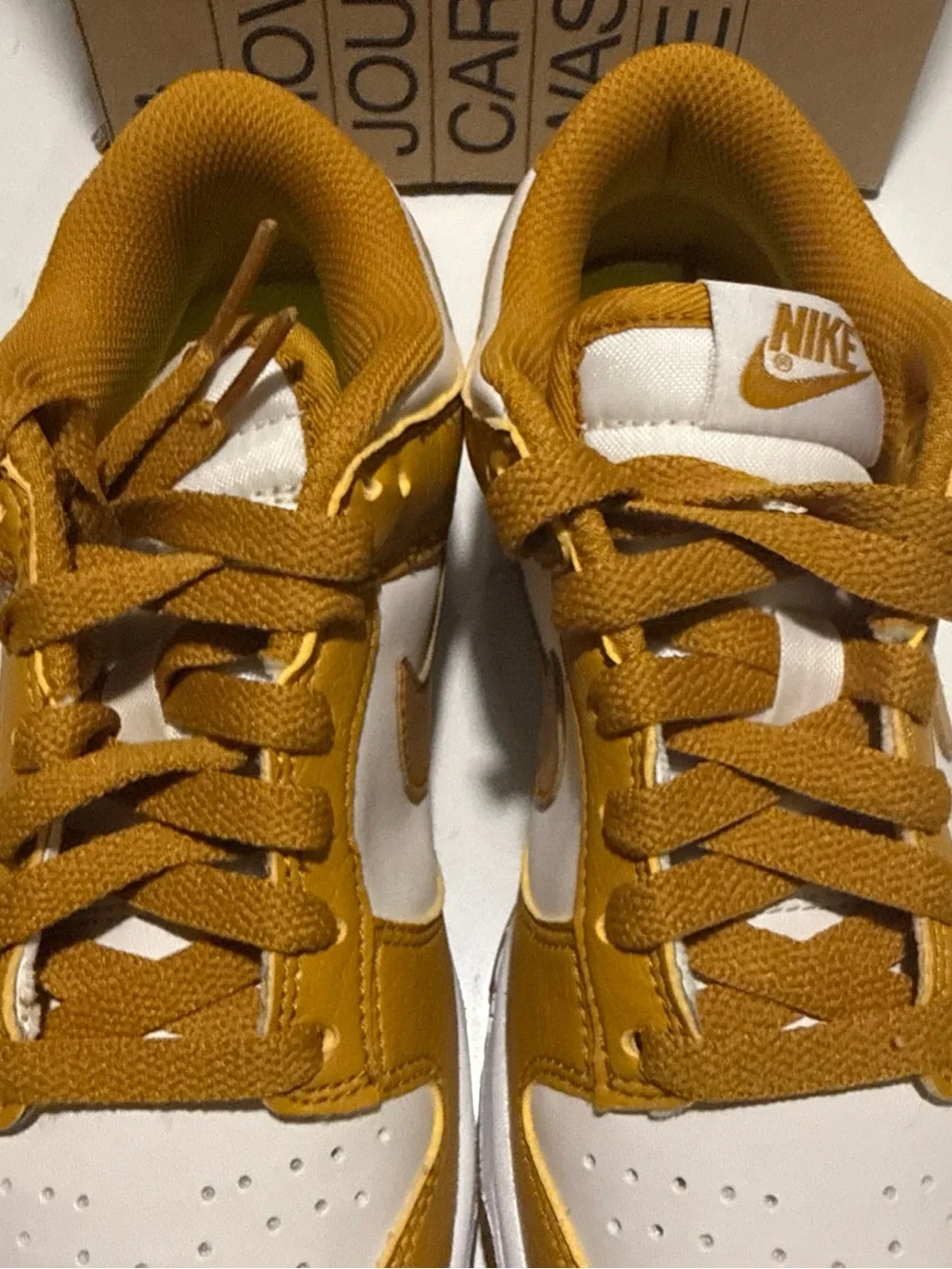 Nike Kids Low-Top Sneakers in White and Mustard Yellow